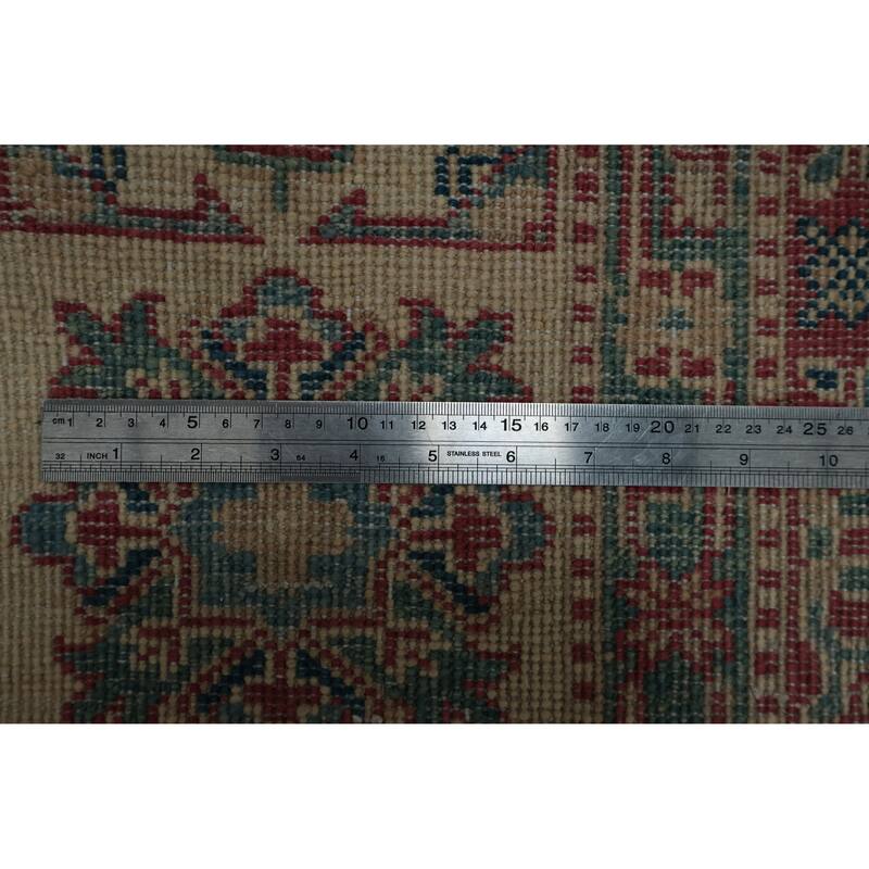 Hand Knotted Oriental 100% Wool Carpet Traditional Geometric Navy Blue & Blues Kazak Area Rug - 11' 10'' X 9' 0''
