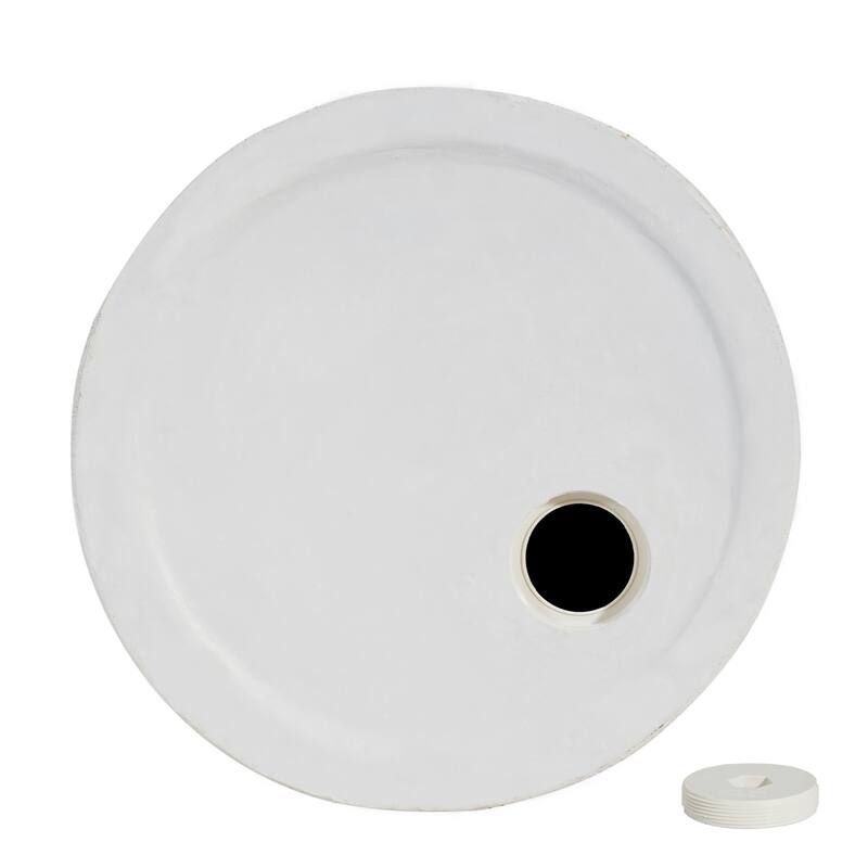 Roomfitters Odelia Outdoor Side Table Umbrella Base with Sand Filling Design, White Marble Finish - White Marble