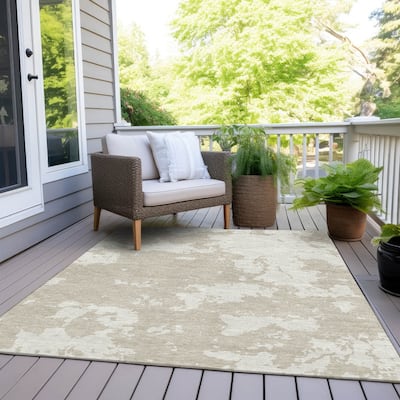 Machine Washable Indoor/ Outdoor Chantille Abstract Rug