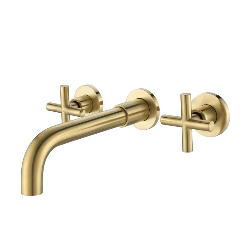 Modern Wall Mounted Bathroom Sink Faucet with Cross Design Handle, Rust and Corrosion Resistant, Anti Fingerprint