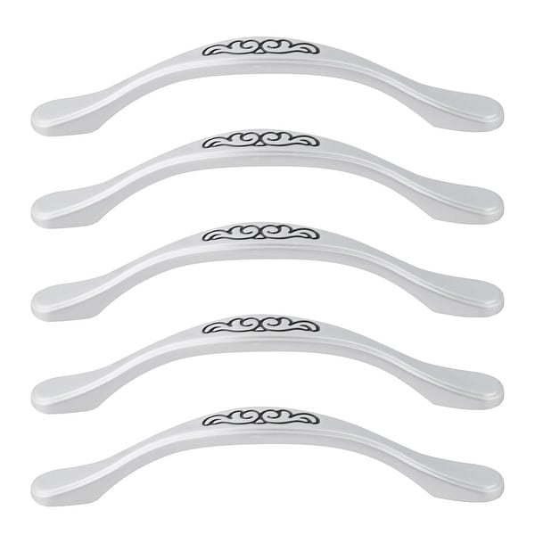Cabinet Handles Pull Zinc Alloy 5" Hole Center for Furniture Doors Cabinets Cupboard Wardrobe 5pcs Silver Black