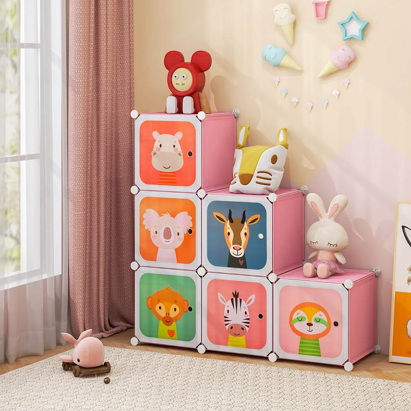 Costway 8-Cube Kids Wardrobe Baby Dresser Bedroom Armoire Clothes