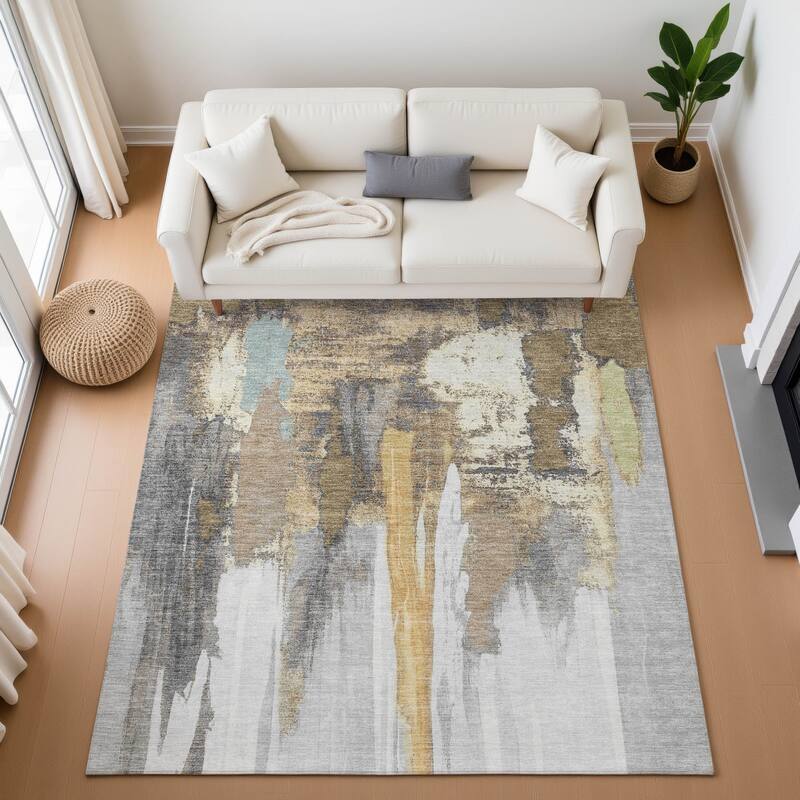 Premium Washable Super Soft Abstract Glam Mayfield Rug - Taupe - 8' x 10'