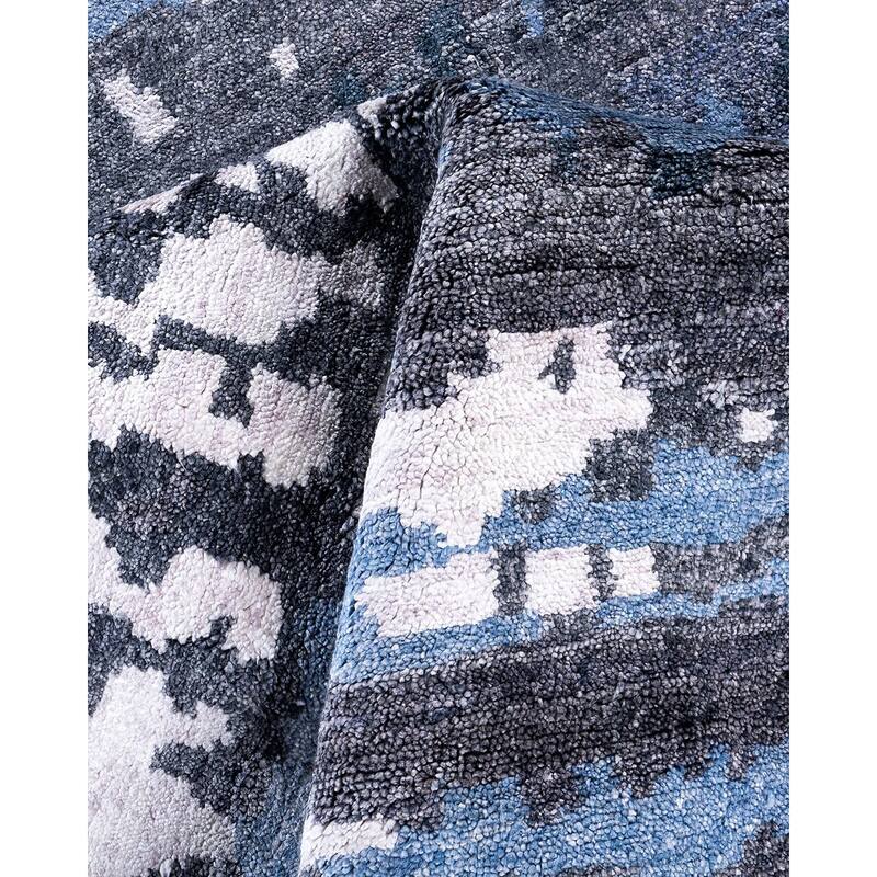 Modern One-of-a-Kind Handmade Area Rug, Blue - 8' 1" x 10' 1"