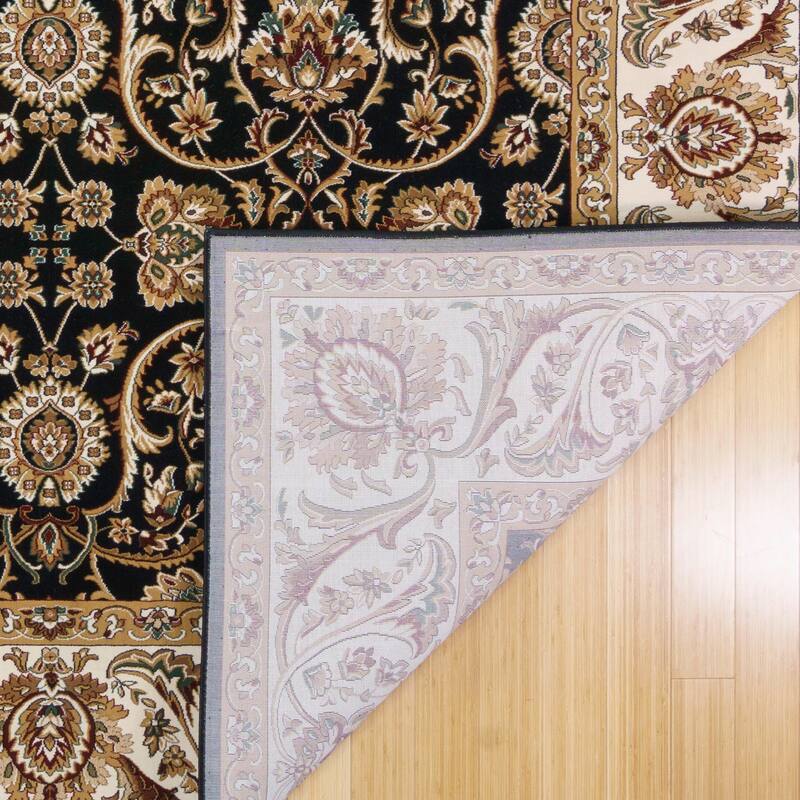 Gertmenian Majestic Croft Traditional Black and Gold Floral Border Area Rug