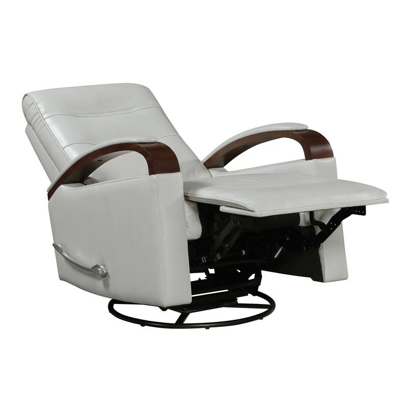 Meredith 31.5" Faux Leather Swivel Glider Recliner - Rubberwood Arm