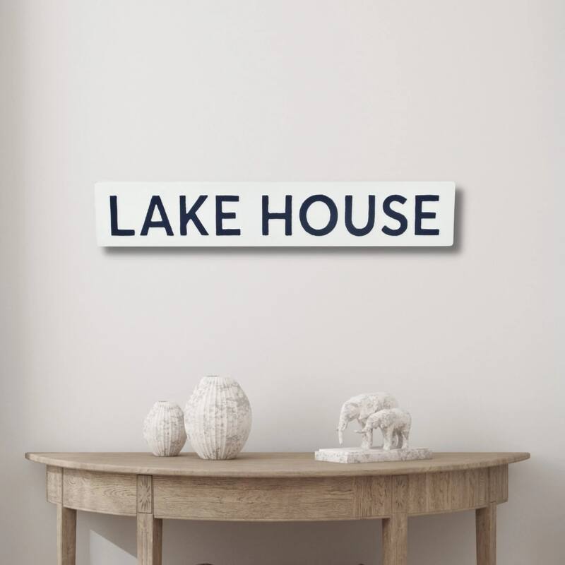 Lake House Rectangular Wall Sign - 23.75" - White