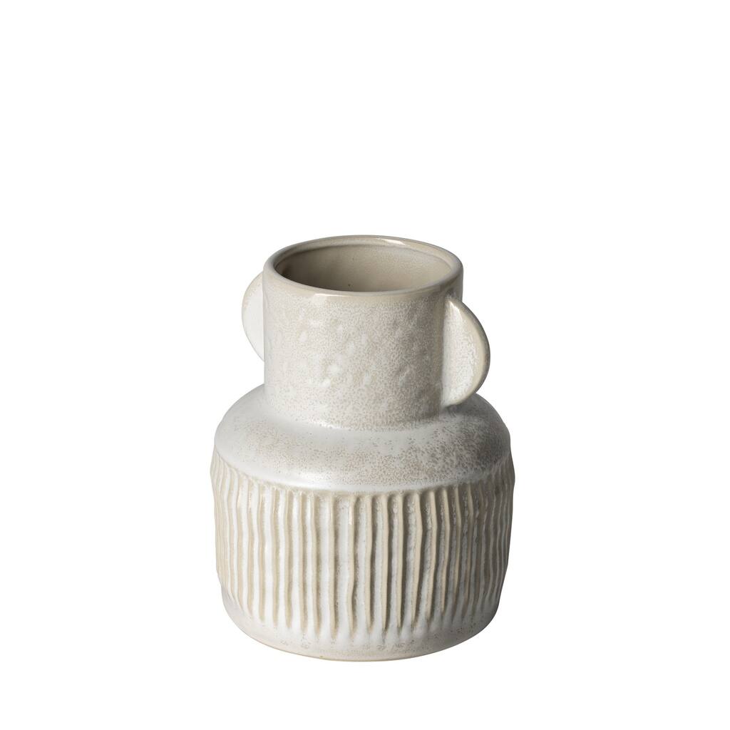 Whitewash Handled Textured Ceramic Vase