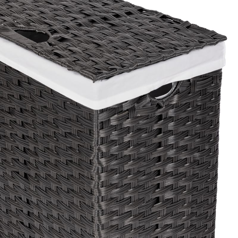 Seville Classics Lidded Foldable Portable Rectangular Laundry Hamper Basket with Washable Liner