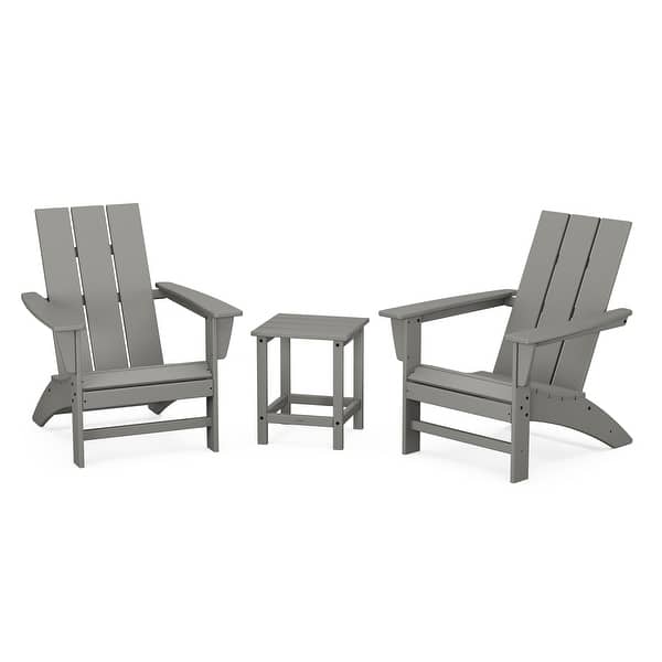 slide 2 of 20, POLYWOOD Modern 3-Piece Adirondack Set with Long Island 18" Side Table Slate Grey
