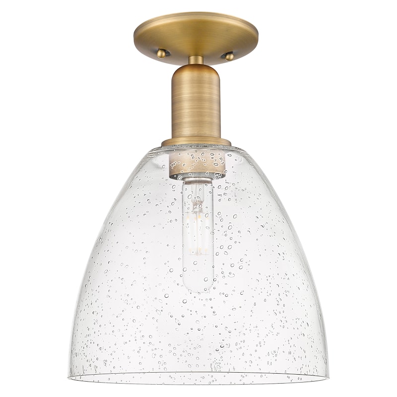 Innovations Lighting Endless Possibilities Arcadia - Bristol - 1 Light 9" Semi-Flush Mount - Brushed Brass/Seedy