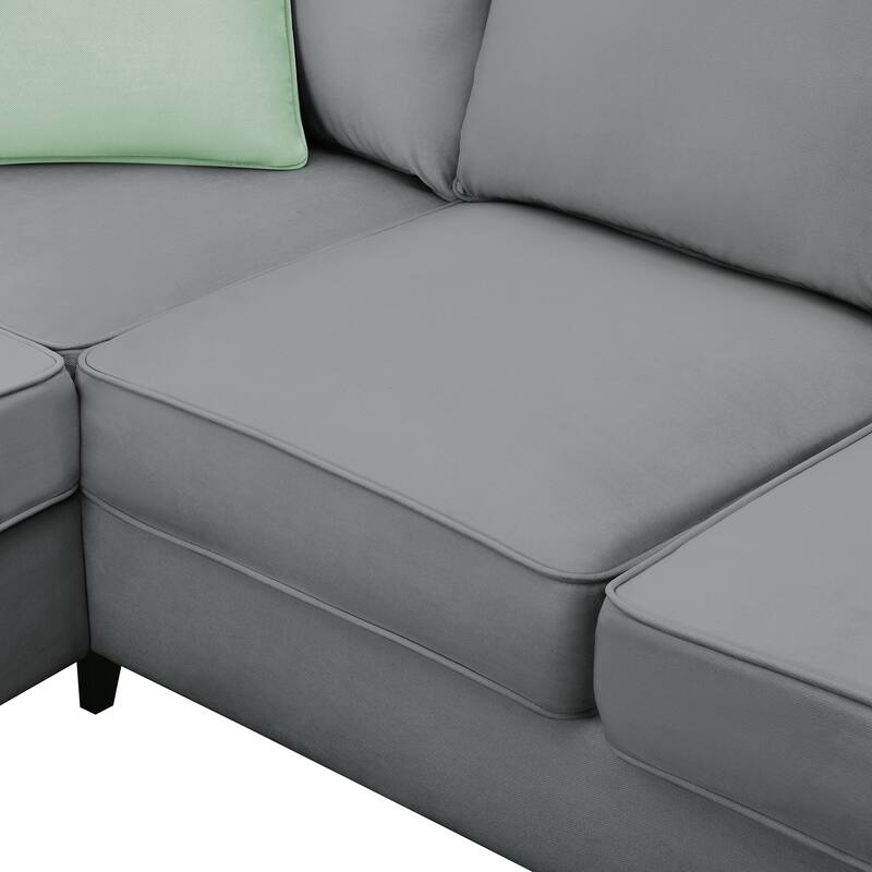 112" Fabric 7-Piece Modular Sectional Sofa with Ottoman and 3 Pillows