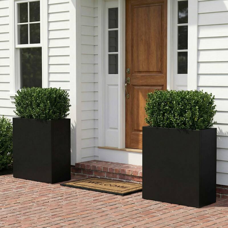 Metal Planters for Outdoor Plants Planter Box - Black-2PCS - 24"x30"