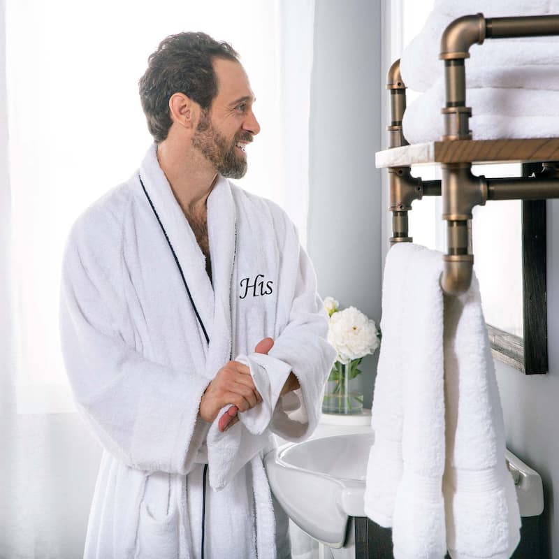 Superior 100% Cotton Embroidered Adult Unisex Luxury Bathrobe