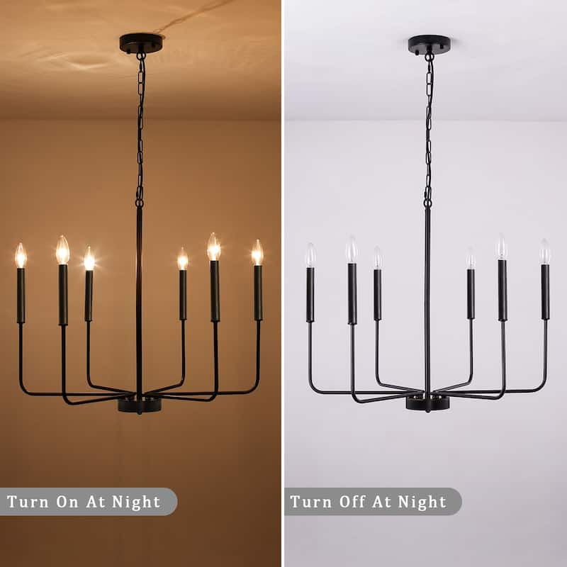 6-Light W26.18" x H66.92" Candle Chandelier for Living Room Kitchen Island