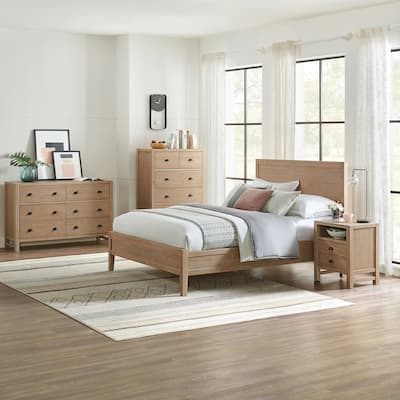 Arden 4-Piece Wood Bedroom Set with Queen Bed, 2-Drawer Nightstand, 5-Drawer Chest, 6-Drawer Dresser