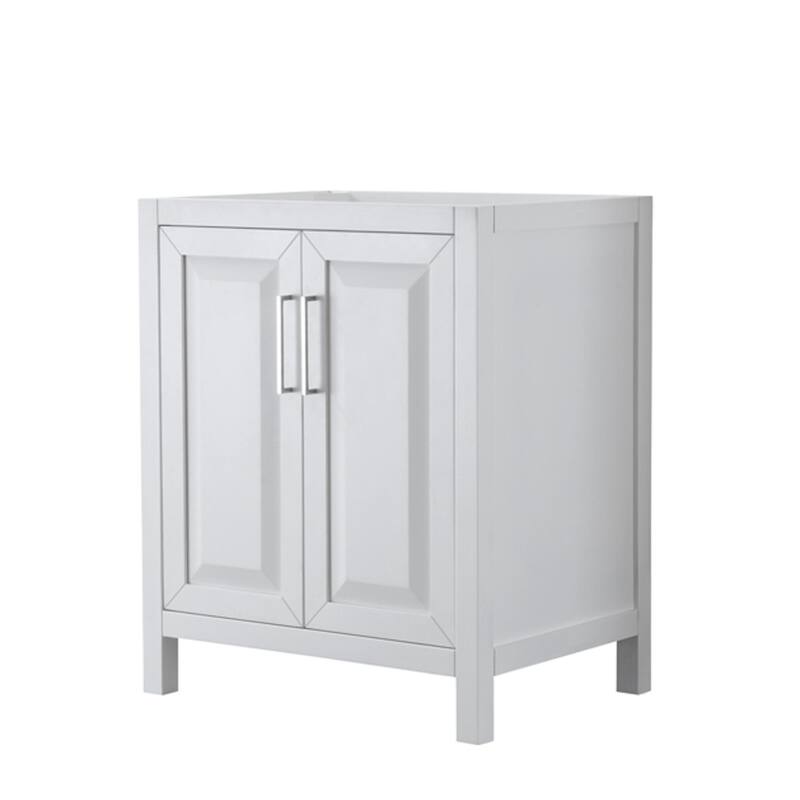 Wyndham Collection Daria 29" Single Free Standing Vanity Cabinet Only - White / Polished Chrome Hardware