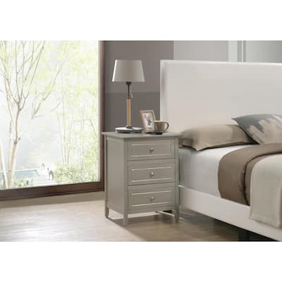 Silver Champagne Nightstand 25x19x15 Contemporary Bedside Table with Sleek Finish, Durable Build and No Assembly Setup