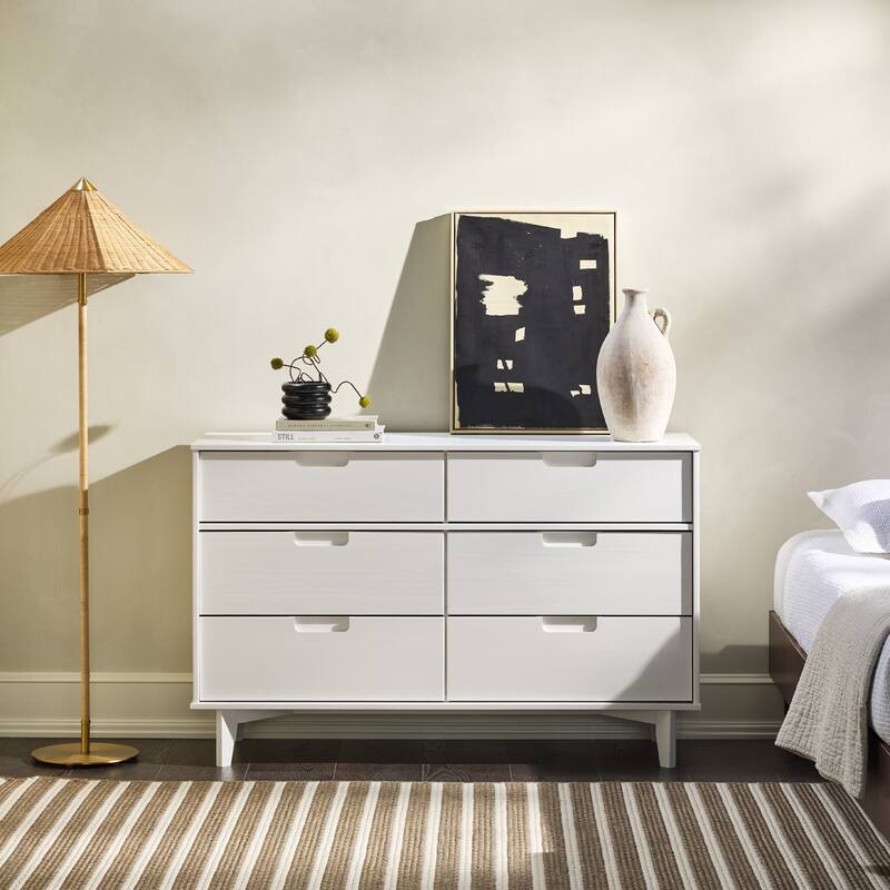 Middlebrook Gammelstaden Mid-Century Solid Wood 6-Drawer Dresser - White