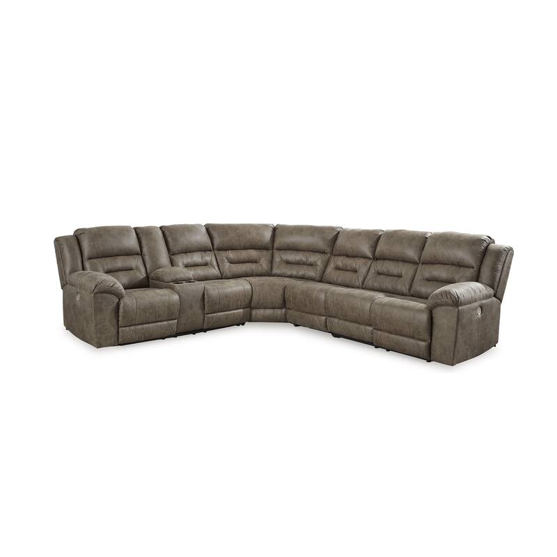 Signature Design by Ashley Ravenel Brown 4-Piece Power Reclining Sectional - 129"W x 93"D x 43"H