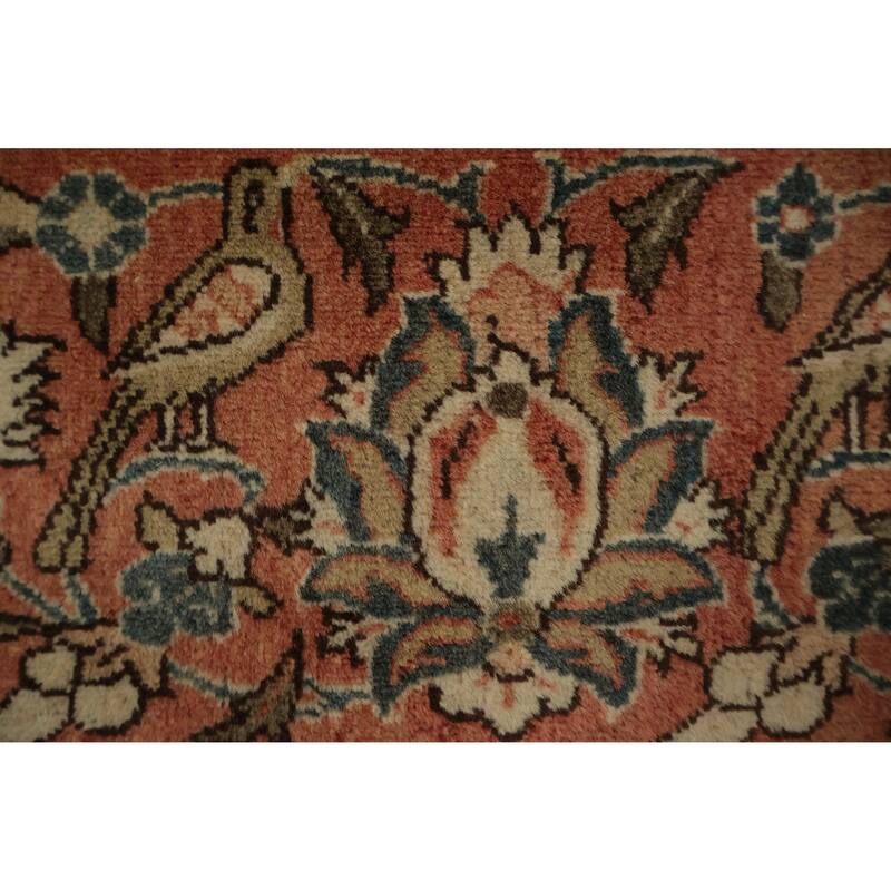 Hand Knotted Oriental 100% Wool Carpet Traditional Floral Beige & Ivories Qum Area Rug - 10' 11'' X 7' 2''