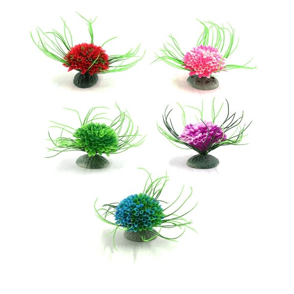 Shop 5pcs Plastic Mini Flower Plant Aquarium Fish Tank ...