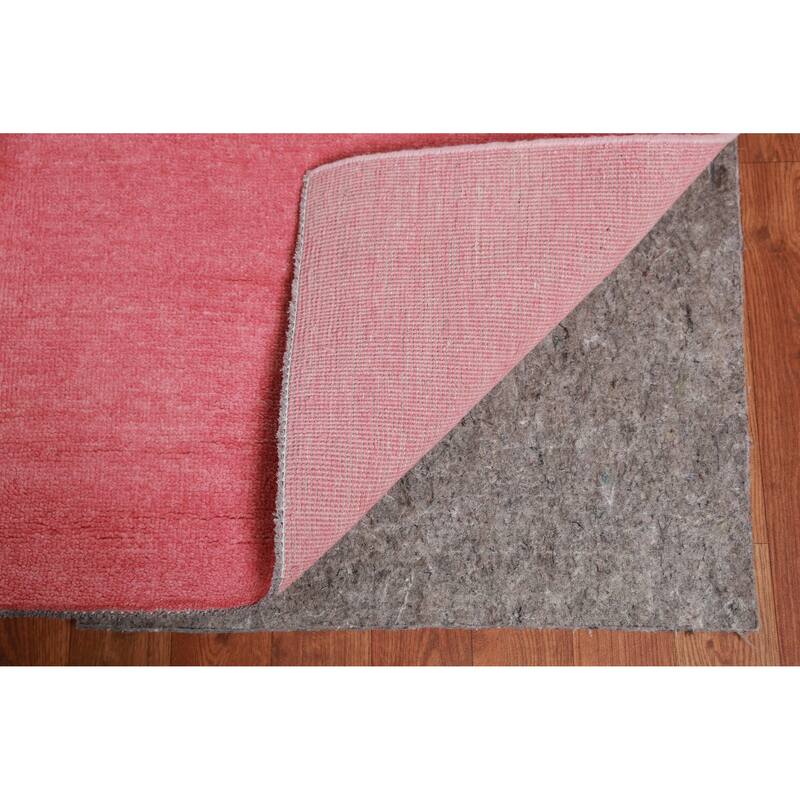 Hand Knotted Oriental 100% Wool Carpet Modern Solid Pink Gabbeh Area Rug - 12' 2'' X 9' 0''