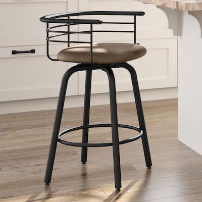 Amisco Turbo Swivel Bar Stool with Distressed Wood Seat