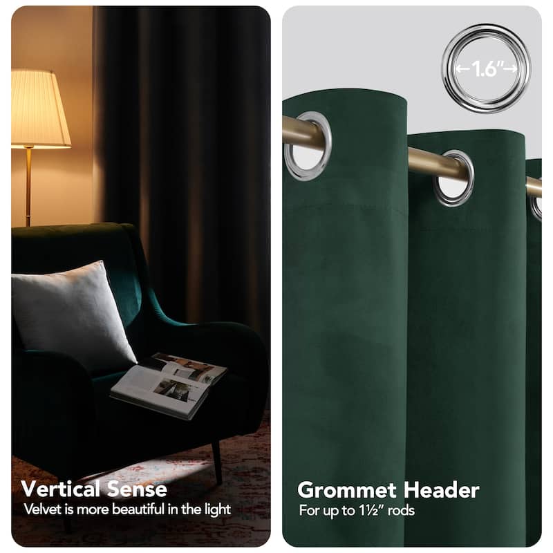 Deconovo Velvet Blackout Curtains, 2 Panels, Thermal Insulated