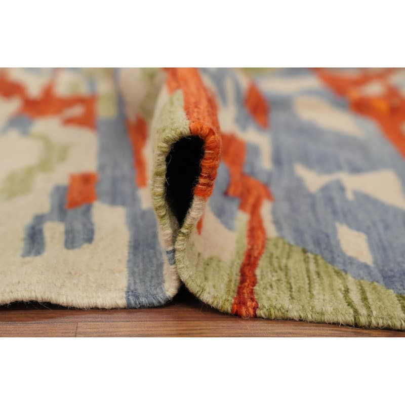 Hand Woven Oriental 100% Wool Carpet Southwestern Modern Multi-Colored Kilim Area Rug - 5' 10'' X 4' 0''