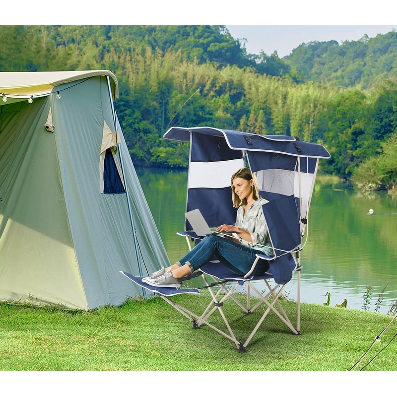 Portable Camping Chairs Folding Lawn Chairs With Canopy 1pc