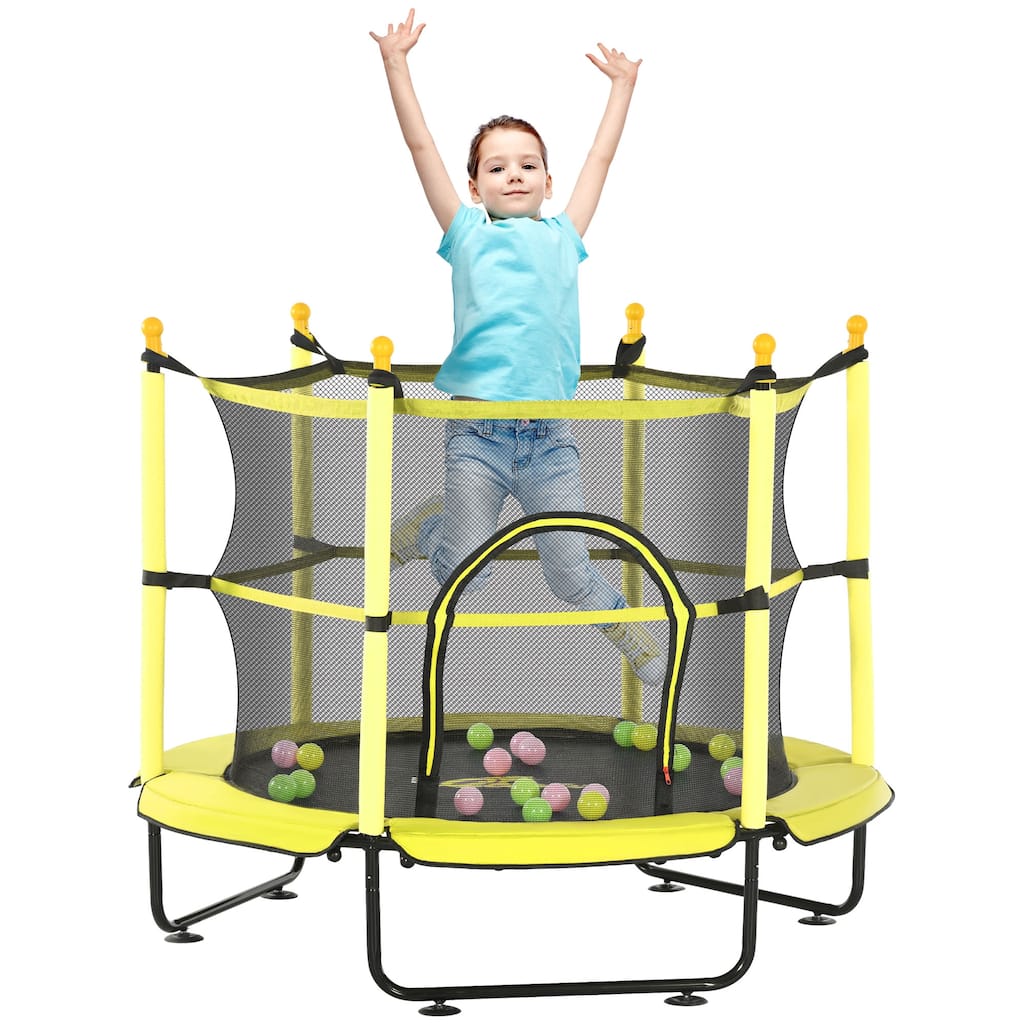 Trampoline for Kids with Safety Enclosure & Ball Pit for Indoor or Outdoor Use