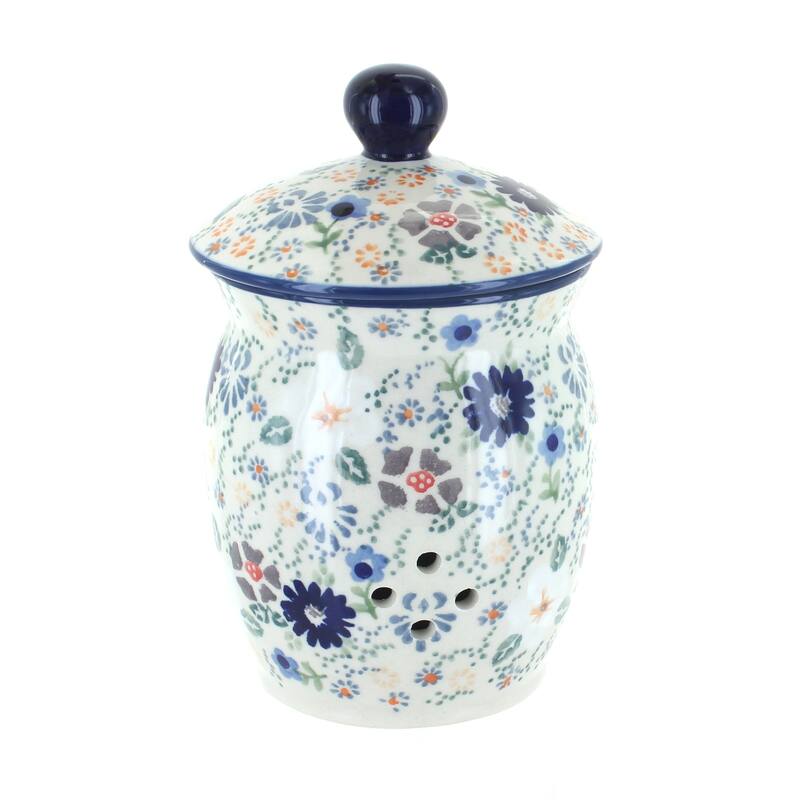 Blue Rose Polish Pottery P078 Manufaktura Garlic Keeper - Carnival