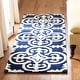 preview thumbnail 2 of 30, SAFAVIEH Handmade Chatham Ura Modern Moroccan Wool Rug 2'3" x 7' Runner - Dark Blue/Ivory