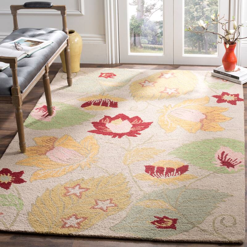 SAFAVIEH Handmade Blossom Nafsika Modern Floral Wool Rug - 4' x 6' - Ivory/Multi