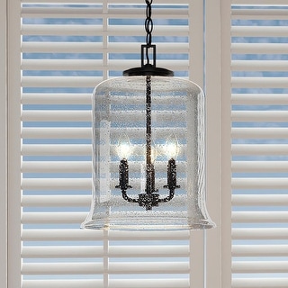 Luxury French Country Pendant Light, 17.125"H x 12.875"W, with English Country Style, Midnight Black, UHP3821 by Urban Ambiance