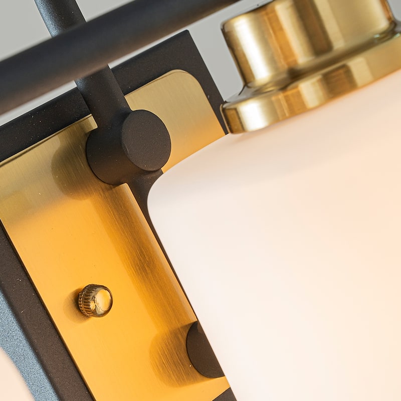 1/3-Light Modern Elegant Brass And Black Bathrooom Vanity Light With Milk White Glass Shades