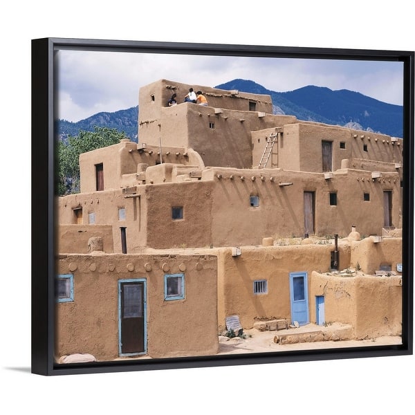 Adobe Village Rio Grande Black Float Frame Canvas Art Overstock 25520873
