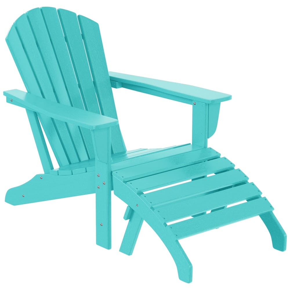 Altura Classic Outdoor Eco-Friendly All Weather Adirondack Chair with Ottoman (2-Piece Set)