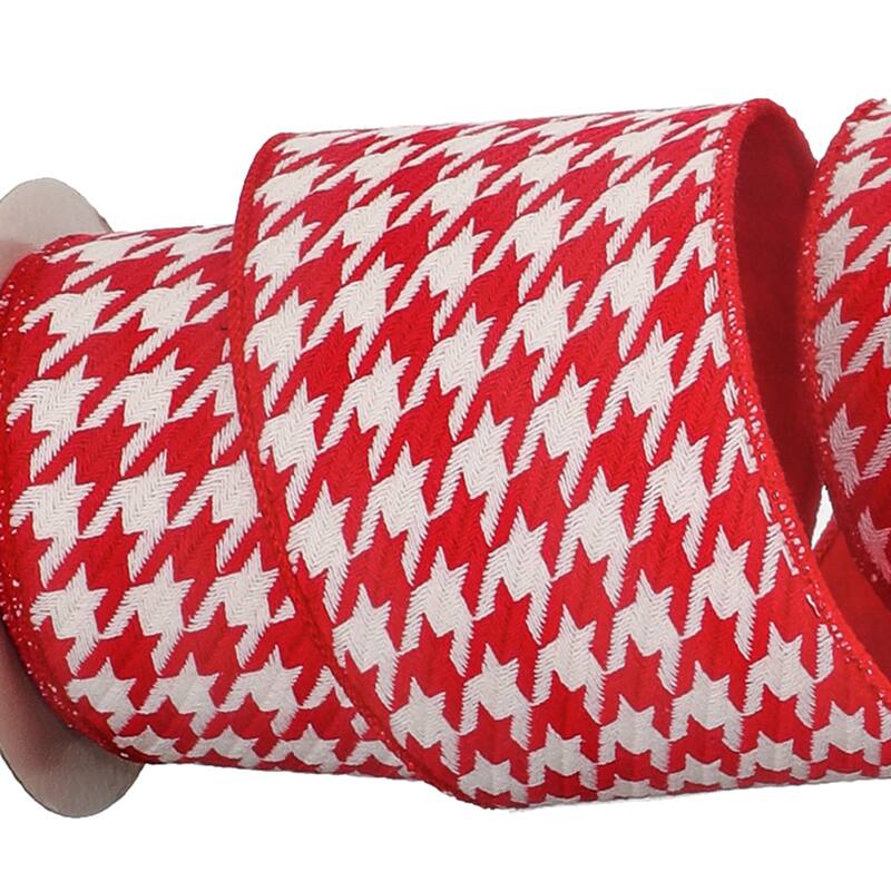 4" X 5y Woven Hounds Tooth Ribbon - 4" x 5 yards