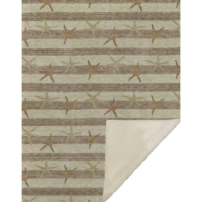 Premium Machine Washable ASB191 Starfish Stripe Sherpa Throw Blanket