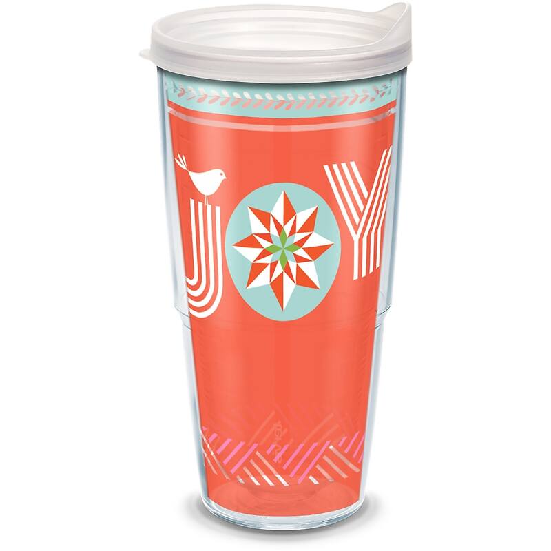 Tervis Christmas Joy Holiday Season Made in USA Double Walled Insulated Travel Tumbler, Classic - 24oz