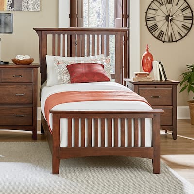 Modern Mission Vintage Oak Finish Wood Bed