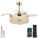 preview thumbnail 6 of 43, Kviflon 48'' Crystal Ceiling Fan with Lights and Remote 6 Speed, 3 Light Change Retractable Blades Chandelier Ceiling Fan