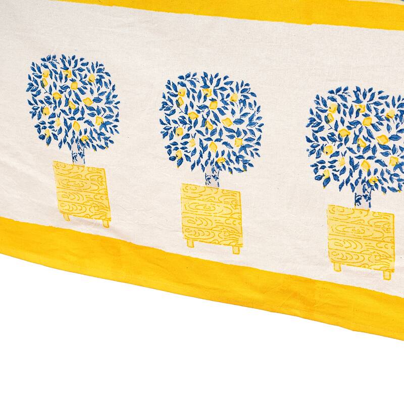 Couleur Nature Lemon Tree Tablecloth - Blue/Yellow - 71" x 142"