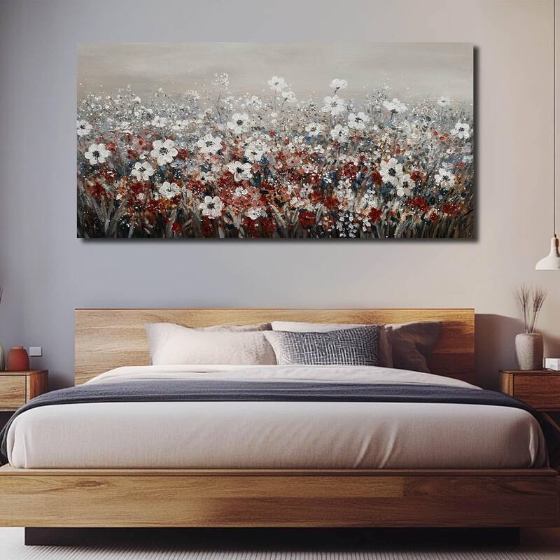 White and Red Flowers Canvas Pictures Nature Wall Art
