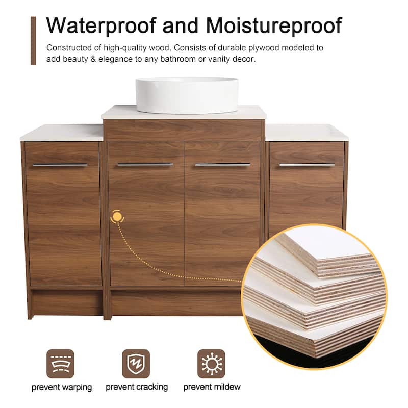 Malwee 24"/36"/48"/60" FreeStanding Bathroom Vanity, Floor Stand Bathroom Vanity with Ceramic Sink,Soft Close Door and Shelf