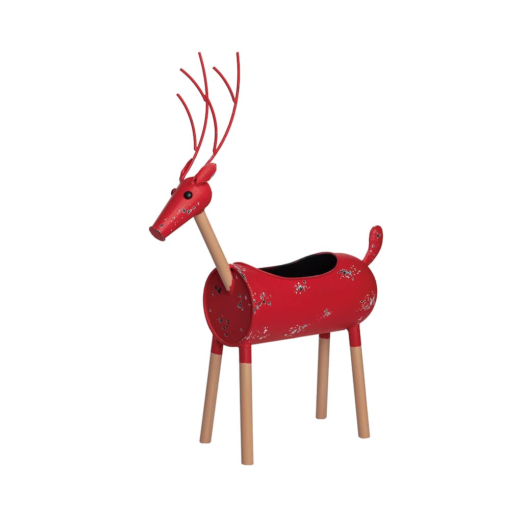 Transpac Metal 21 in. Red Christmas Simple Shapes Reindeer