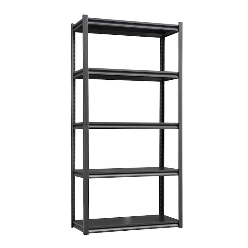 72'' Black Metal Shelves Pantry Organizer Storage Adjustable