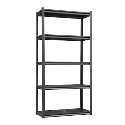72'' Black Metal Shelves Pantry Organizer Storage Adjustable